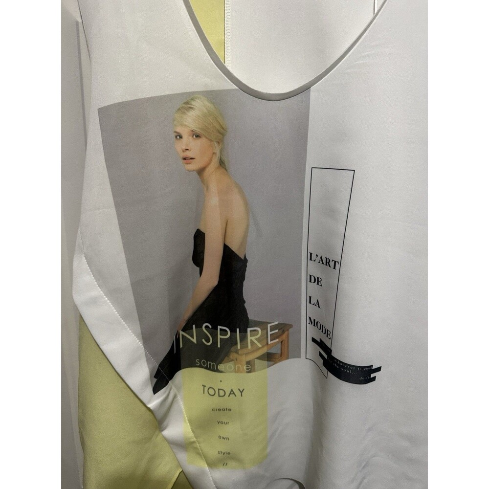 Zara White and Pale Yellow Graphic Layered Tank Top - Picture 2 of 5
